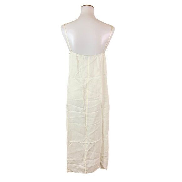 Jessica McClintock Cream Slip Midi Dress Spaghetti Strap Small Slit Large - Picture 5 of 6